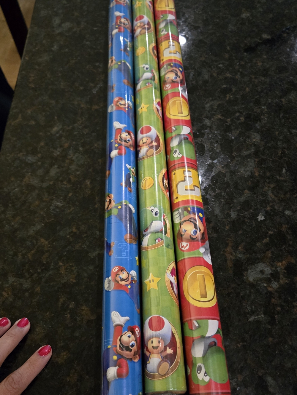Hallmark Super Mario Themed Gift Wrap Rolls - Blue, Green, Red